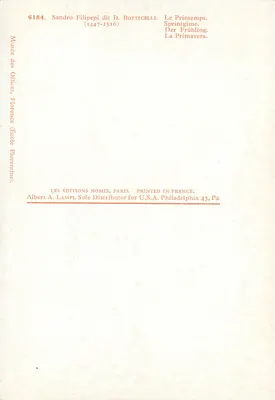 प्रिमावेरा — सैंड्रो बोटिसेली (1447-1510) — लेस एडिशन्स नोमिस, पेरिस — पीछे
