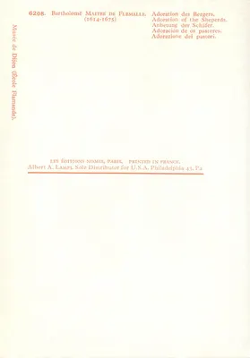 Adoração dos Pastores — Bartholomé Mestre de Flemalle (1614-1675) — Éditions Nomis, Paris — Verso