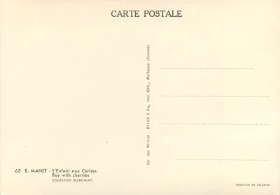 Criança com cerejas — Édouard Manet — Edição Braun & Cie, Mulhouse — Verso