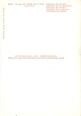 Adoration des Bergers — Georges Du Menil de La Tour (1592-1652) — Éditions Nomis, Paris — Verso