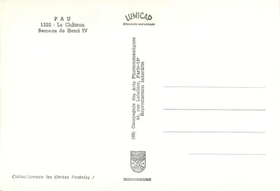 Berço de Henri IV — Pau — editor LUMICAD — Verso