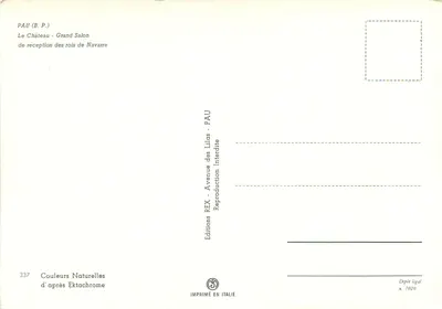 O Castelo - Salão Principal — recepção dos reis de Navarre — Éditions REX, n°337 — Verso