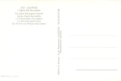 Lourdes — Katedra św. Bernadettki — Fotografia Viron-Lourdes — Rewers