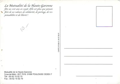 Mutualidade da Alta Garonne — 100 anos de valores fortes — editor: Mutualidade da Alta Garonne — Verso