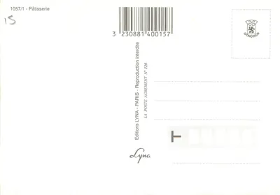 Flan — Humorystyczny rysunek z wycinkiem flanu — Wydawnictwo Lyna — Rewers
