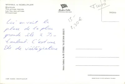 Widok największego wyspy w Stambule — Wyspy Przywódców — Keskin Color, n°34/100 — Rewers