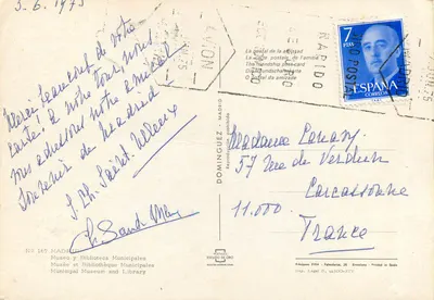 Portal Muzeum i Biblioteki Miejskiej w Madrycie — Wydawca POSTALES ESCUDO DE ORO, nr 167 — Rewers