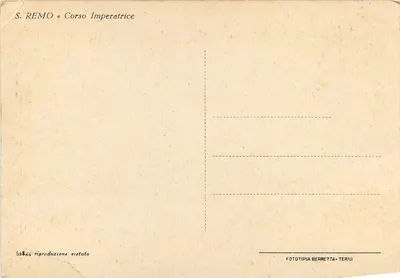 Bilhete postal moderno S Remo corso imperatrice — Verso