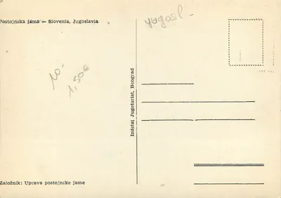 Postojnska jama — Słowenia, Jugosławia — wydawca Jugoturist, Belgrad — Rewers