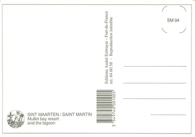 Saint Martin — widok z lotu nad rezerwatem Mullet i laguną — Wydawnictwo André Exbrayat — Rewers