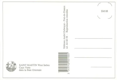 Saint Martin, Caye verte — widok z powietrza — Éditions André Exbrayat — Rewers