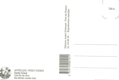 Wyspa Sandy — Antyki / Wyspy Karaibskie — Wydawnictwo André Exbrayat — Rewers