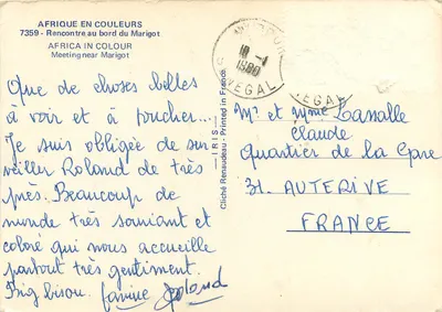 Kobieta przy brzegu Marigot — Afrique en Couleurs, seria 7359 — Cliché Renaudeau — Rewers