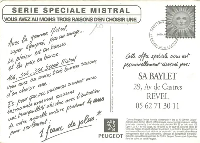 3 razões para escolher uma? — Publicidade Peugeot Mistral — Série Especial Mistral — Verso
