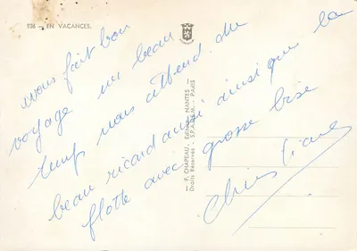 Drzewo przy brzegu morza — Mille Baisers Ta vieille branche — F. Chapeau, N° 936 — Rewers