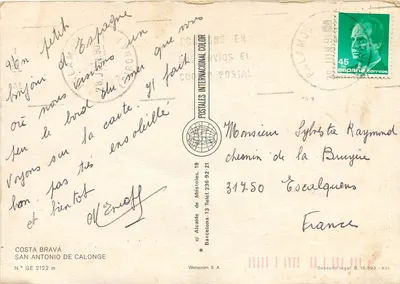 San Antonio de Calonge — Costa Brava — editor Postales Internacionales Color — Verso