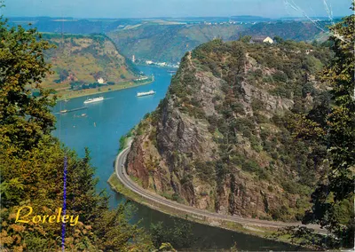 Lorelei — vista panorâmica do Reno — Kunstverlag Edmund von König, Hidelberg