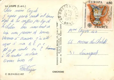 Bilhete postal moderno La Loupe (E e L) — Verso