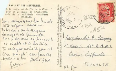 Notre-Dame w Paryżu — Most Archebiskupa — Wydawca Guy, nr 6 z serii 'Paryż i jego cuda' — Rewers