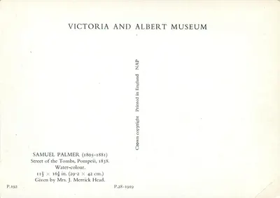 Ulica Grobów, Pompei — obraz Samuel Palmera (1805-1881) — Victoria and Albert Museum — Rewers