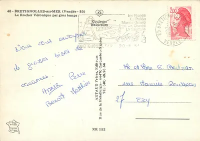 Le Rocher Véronique — Bretignolles-sur-Mer (Vendée) — AS Wydawcy — Rewers
