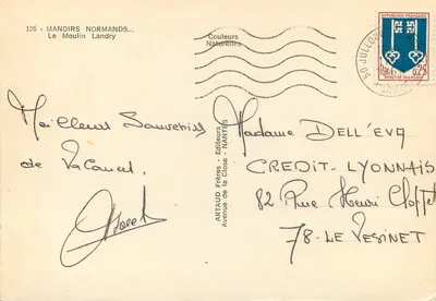 O Moulin Landry — Manoirs Normands — Editor Artaud Frères, Nantes, n°126 — Verso
