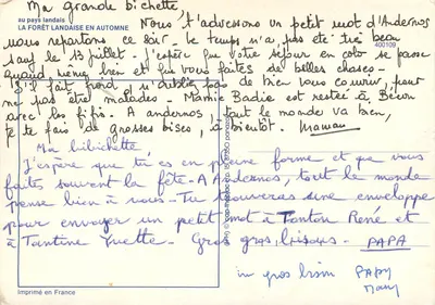 Floresta landaise no outono — editor IRIS, n° 400109 — Verso