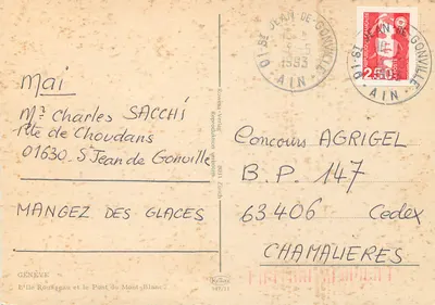 Wyspa Rousseau i Most Mont-Blanc — Genewa — wydawca Krüger, nr 947/11 — Rewers