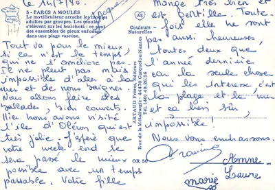 Bancos de mexilhões — Oceano — Editor Artaud Frères, Nantes — Verso