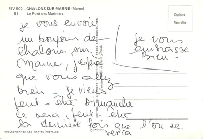 Chalons-sur-Marne — O Ponte dos Marinheiros — Edição da Europ — Verso