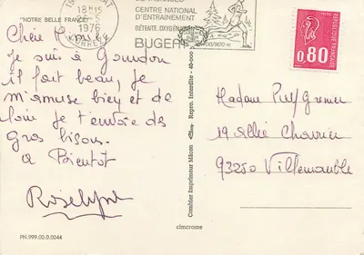 Owce na kwitnym łąku — tła gór — Narodowy Ośrodek Wyczyńszczania Bugey — Rewers