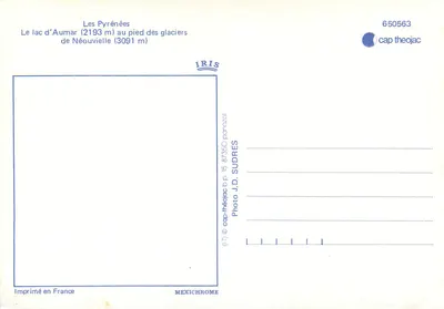 Pyrénées — Jezioro Aumar (2193 m) u stóp lodowców Néouvielle (3091 m) — cap theojac n°650563 — Rewers