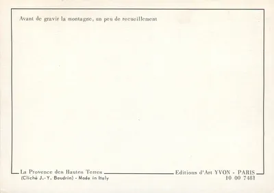 Ruínas de um campanário — Provence — Éditions d'Art YVON, n° 10 00 7481 — Verso