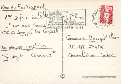 Lembrança de Longpré-les-Corps-Saints — vista de floresta e lago — editor Arti Grafiche Barlocchi — Verso