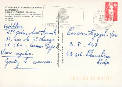LORIENT - O Porto e os Jardins — Éditions de la Bretagne, n° 10 56 0017 — Verso