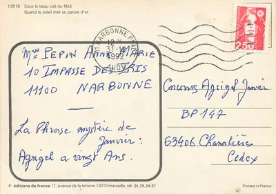 Dom z kamienia — Prowansja — wydawnictwo de france n°13516 — Rewers