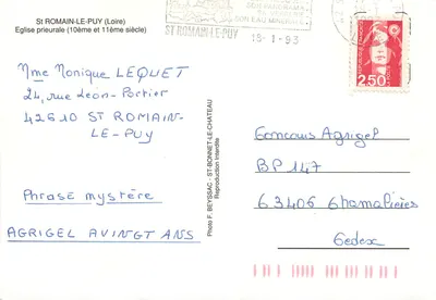 Igreja da abadia de Saint-Romain-le-Puy — séculos 10º e 11º — Foto F. Beyssac - St-Bonnet-le-Château — Verso