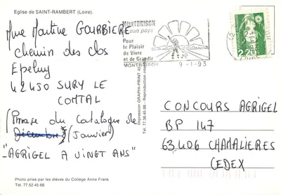 Igreja de Saint-Rambert (Loire) — vista tirada pelos alunos do Colégio Anne Frank — edição Graphi-Print — Verso