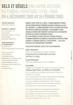 Gels e Dégels — Outra história do cinema soviético 1926-1968 — Centro Pompidou — Verso
