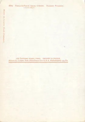 Pani Récamier — portret autorstwa barona François-Pascala Gérarda — Wydawnictwo Nomis — Rewers