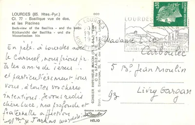 Lourdes (65) - Bazylika widziana z tyłu i baseny — Wydawca CIM, nr 000 — Rewers