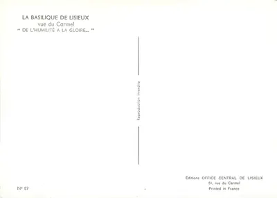De Basiliek van Lisieux — uitzicht vanaf het Carmel — Edities Office Central de Lisieux, n° 87 — Achterkant