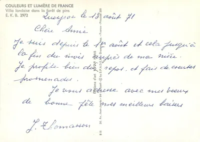 Villa landaise na floresta de pinheiros — Quercy — Edições de Arte de Arcueil — Verso