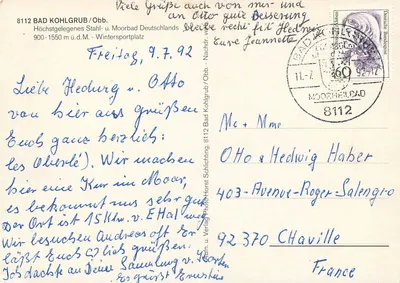 Bad Kohlgrub/Oberbayern — widok panoramiczny z zasnieżonymi górami — wydawca nie widoczny — Rewers