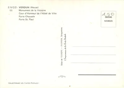 Verdun — widok panoramiczny — Wydawnictwo Europy, Sarreguemines — Rewers