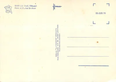 Bar-le-Duc (Meuse) — Ponte e Igreja de São João — Edições 'La Cigogne' SODALFA — Verso