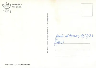 Toul — Ogólny widok — Wydawnictwo «Europ» - Pierron, nr 2425 — Rewers