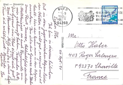 Bled — Eslovênia — Grand Hotel TCNOSLAVIA — Verso