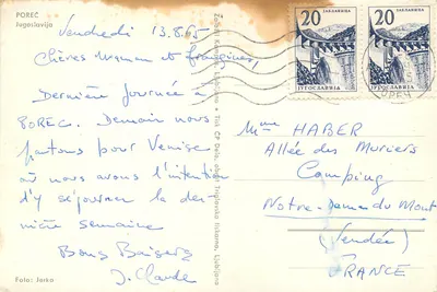 Poreč — widok na miasto i jezioro — wydawca Jerko, Lublana — Rewers