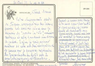 Manche 50 — Antieke ansichtkaart met kaart van de regio — Artaud Frères — Achterkant
